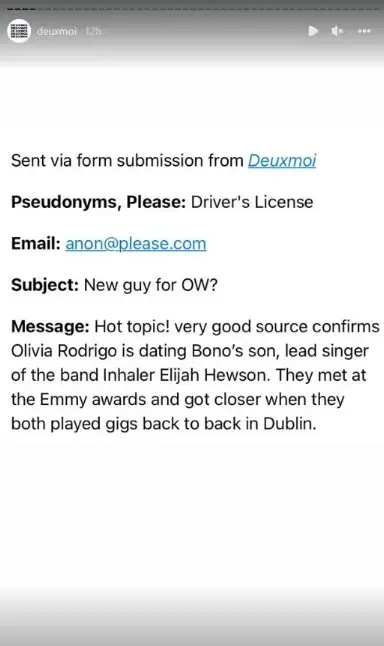 Dublin singer Elijah Hewson & American singer-songwriter Olivia Rodrigo Dating Rumor Debunked